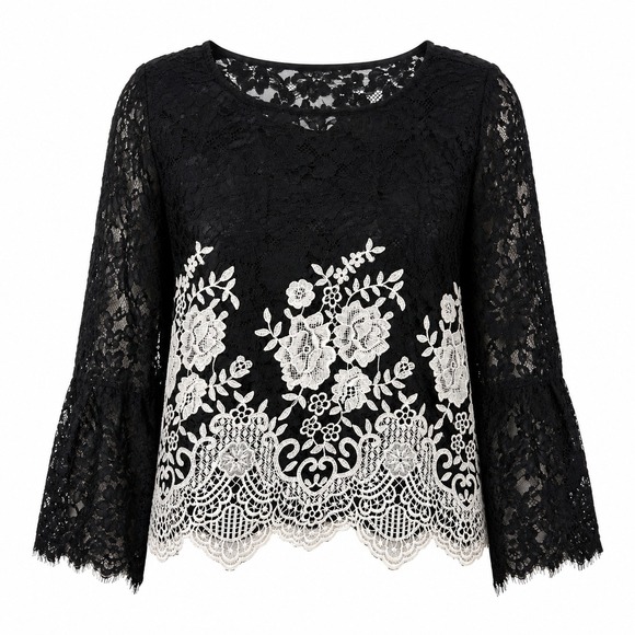 Karen Kane Tops - NWT Whimsical Dark Romantic Lace Top Women Size Medium Coquette Gothic Romance